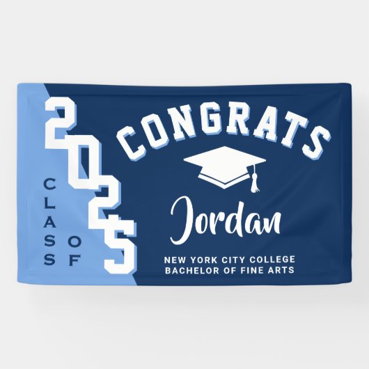 Banderoles Modern Navy Blue White 2024 Graduation Party (Horizontal)