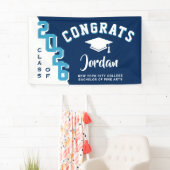 Banderoles Modern Navy Blue White 2025 Graduation Party (En situation)