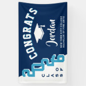 Banderoles Modern Navy Blue White 2025 Graduation Party (Vertical)