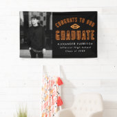 Banderoles Modern Orange Neon Photo Graduation Party (En situation)
