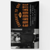Banderoles Modern Orange Neon Photo Graduation Party (Vertical)