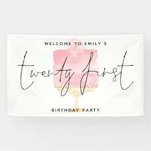 Banderoles Modern Pink Cake Bienvenue Nom Script 21e annivers