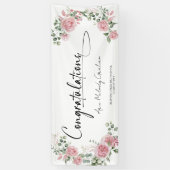 Banderoles Modern Pink Roses Congratulations Graduation (Vertical)