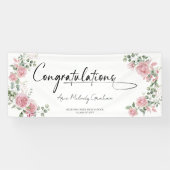 Banderoles Modern Pink Roses Congratulations Graduation (Horizontal)