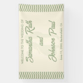 Banderoles Modern Sage Green Wavy Stripe Wedding Welcome (Verticale)