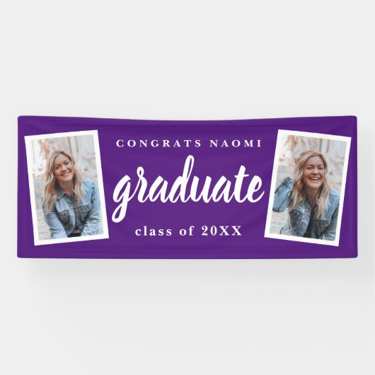Banderoles Modern Script 2 Photo Graduation Party (Horizontal)