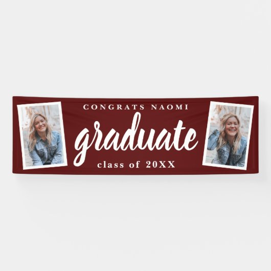 Banderoles Modern Script 2 Photo Graduation Party (Horizontal)