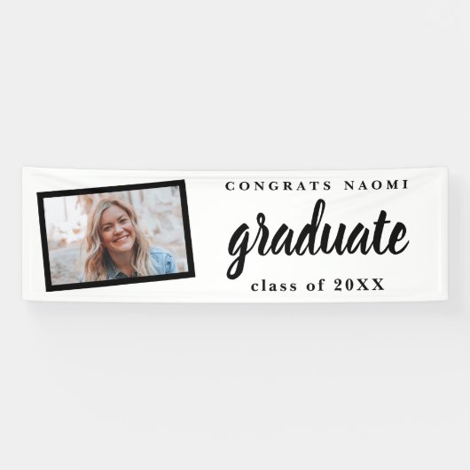 Banderoles Modern Script 2 Photo Graduation Party (Horizontal)