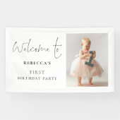 Banderoles Modern Script Photo Bienvenue 1ère fête d'annivers (Horizontal)