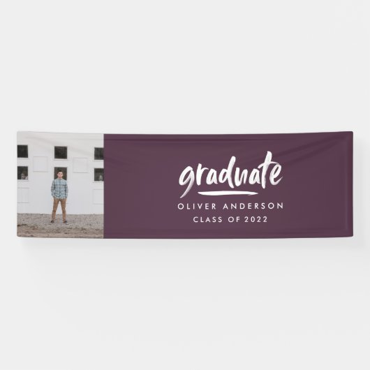 Banderoles Modern script photo purple elegant graduation (Horizontal)