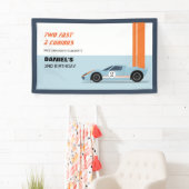 Banderoles Modern Two Fast Race Car Boy 2e anniversaire (En situation)