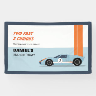 Banderoles Modern Two Fast Race Car Boy 2e anniversaire