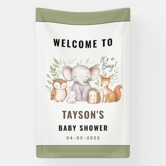 Banderoles Modern Woodland Animals Forest Boy Baby Shower (Verticale)