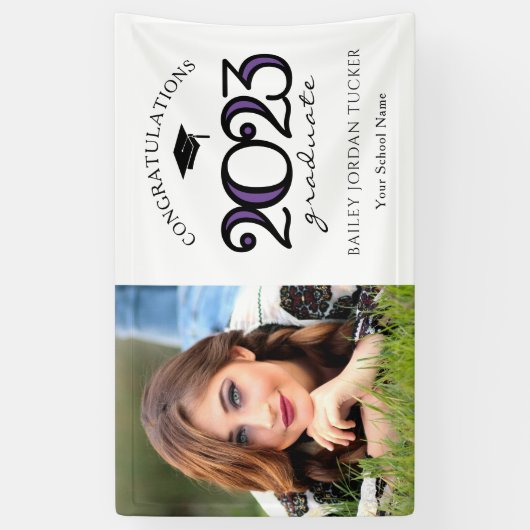 Banderoles Moderne 2022 Purple Photo Graduation (Vertical)