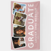 Banderoles Moderne 4 Photo Collage Diplômé Pink (Vertical)