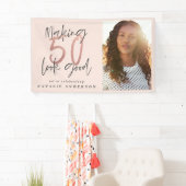 Banderoles Moderne 50e anniversaire chic typographie or rose (En situation)