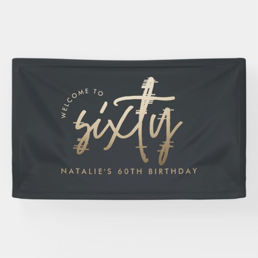 Banderoles Moderne 60e anniversaire simple style élégant scri (Horizontal)