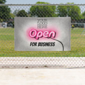 Banderoles Moderne Ajouter Logo Ouvrir Panneau en néon rose (En situation)