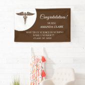 Banderoles Moderne Blanc & Brown Caduceus Infirmière Rn Gradu (En situation)