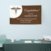 Banderoles Moderne Blanc & Brown Caduceus Infirmière Rn Gradu (Salon professionnel)