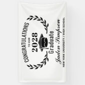 Banderoles Moderne Blanc Noir 2024 Diplômé (Vertical)