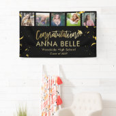 Banderoles Moderne Chic Gold Script Photo Collage Graduation (En situation)