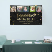 Banderoles Moderne Chic Gold Script Photo Collage Graduation (Salon professionnel)