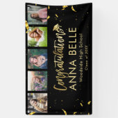 Banderoles Moderne Chic Gold Script Photo Collage Graduation (Vertical)