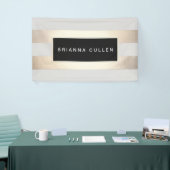 Banderoles Moderne Chic rayé FAUX Gold Foil et noir (Salon professionnel)