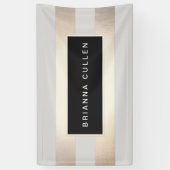 Banderoles Moderne Chic rayé FAUX Gold Foil et noir (Vertical)