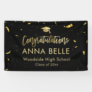 Banderoles Moderne Chic Script Élégant Gold Graduation