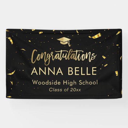 Banderoles Moderne Chic Script Élégant Gold Graduation (Horizontal)