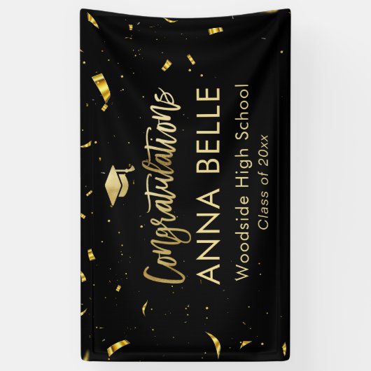 Banderoles Moderne Chic Script Élégant Gold Graduation (Vertical)