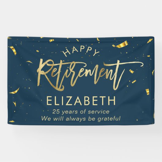 Banderoles Moderne Chic Script Élégant Or Bonne Retraite (Horizontal)