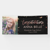 Banderoles Moderne Chic Script Rose Gold Photo de remise des (Horizontal)