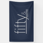 Banderoles Moderne cinquante & FABULEUX Marine & Argent Anniv (Vertical)