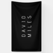 Banderoles Moderne éditable minimaliste nom | Noir & Blanc (Vertical)