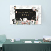 Banderoles Moderne Elegant Black Gold Joyeux New Year Party (Salon professionnel)