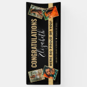 Banderoles Moderne Elegant Black Gold Photo Collage Graduatio (Vertical)