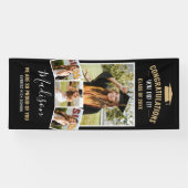 Banderoles Moderne élégant Noir 4 Photo Collage Graduation (Horizontal)