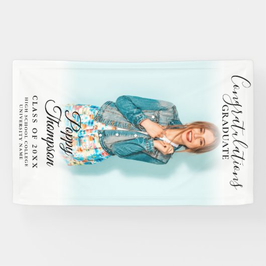 Banderoles Moderne Élégant Script Photo Graduation (Horizontal)