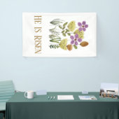 Banderoles Moderne Il Est Ressuscité Pâques Floral (Salon professionnel)