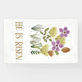 Banderoles Moderne Il Est Ressuscité Pâques Floral (Horizontal)