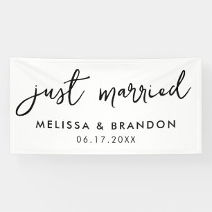 Banderoles Moderne Juste Marié Élégant Mariage Script