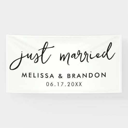 Banderoles Moderne Juste Marié Élégant Mariage Script (Horizontal)