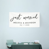 Banderoles Moderne Juste Marié Élégant Mariage Script (Salon professionnel)