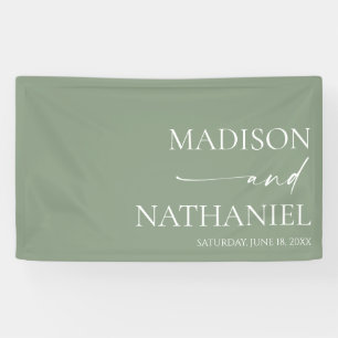 Banderoles Moderne minimaliste Élégant Sage Mariage vert