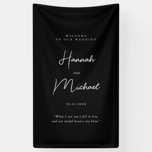 Banderoles Moderne, Noir, écriture manuscrite Police, Mariage (Vertical)