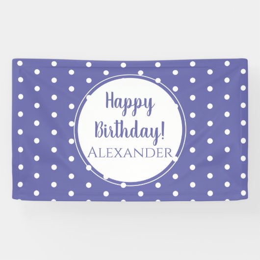 Banderoles Moderne Periwinkle Pois Joyeux anniversaire (Horizontal)