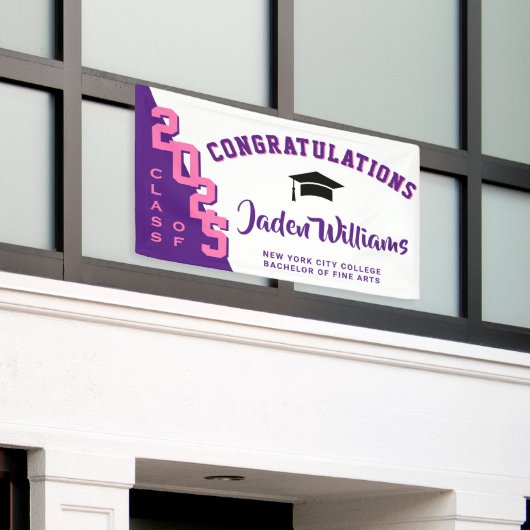 Banderoles Moderne Pink Purple Graduation Classe de 2025 Part (Bâtiment extérieur)